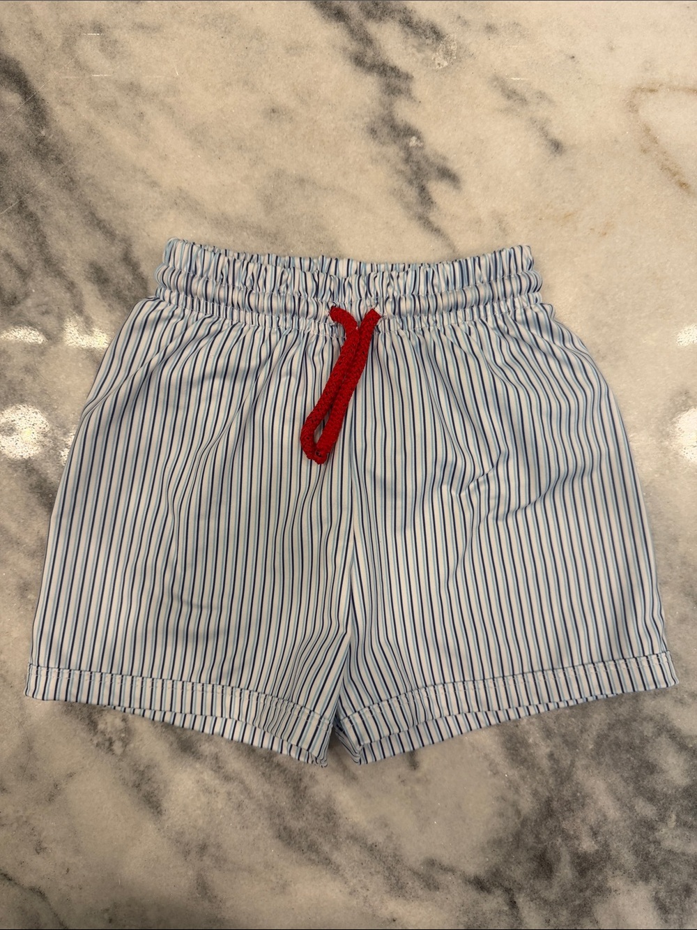 Lullaby Set Boys Striped Elastic Waist Swim Shorts with Red Drawstring